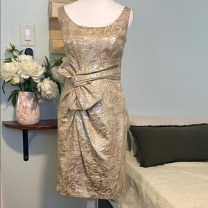 Carmen Marc Valvo Metallic Gold Dress